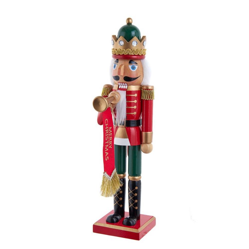 charming 15-Inch Red and Green With Horn Nutcracker