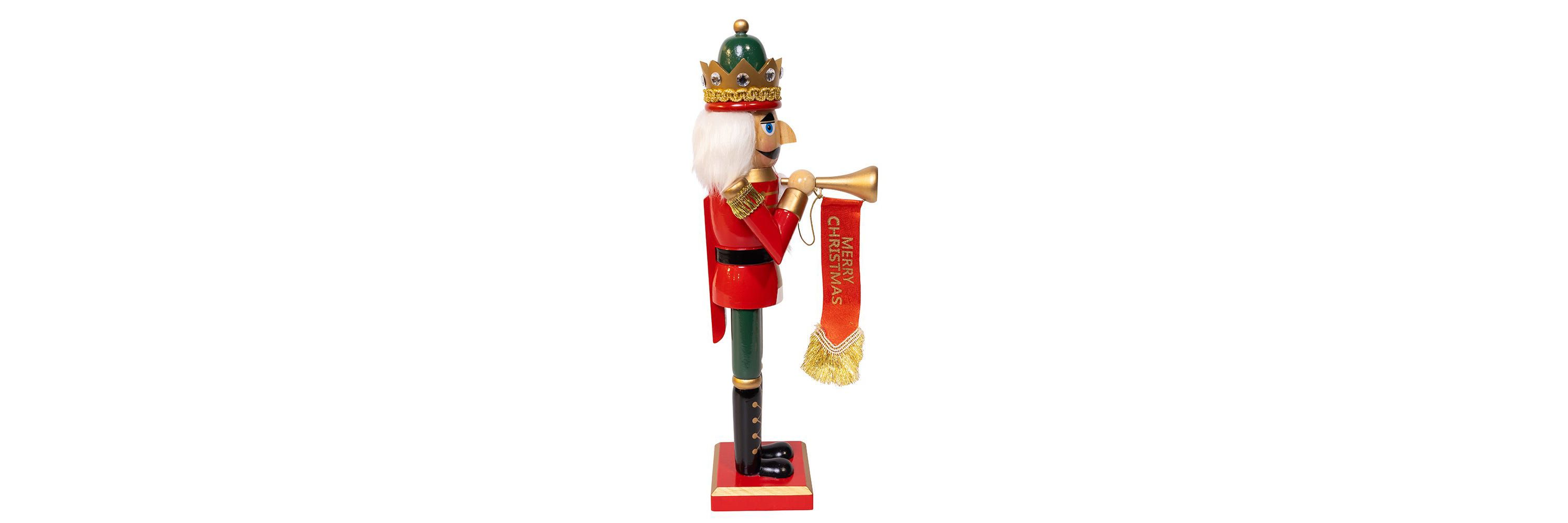 charming 15-Inch Red and Green With Horn Nutcracker