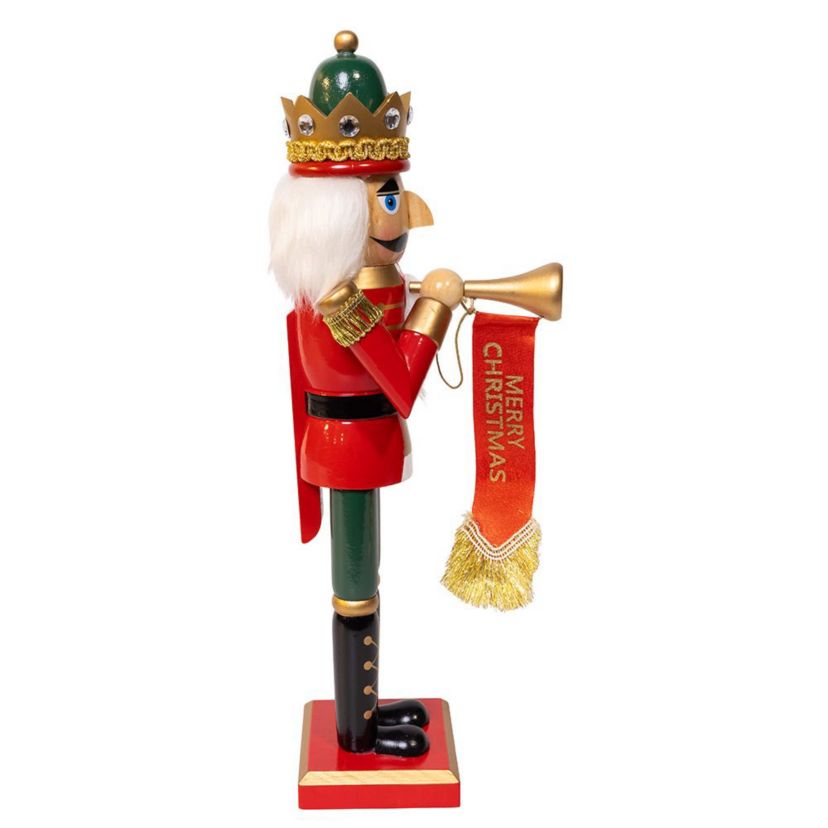 charming 15-Inch Red and Green With Horn Nutcracker