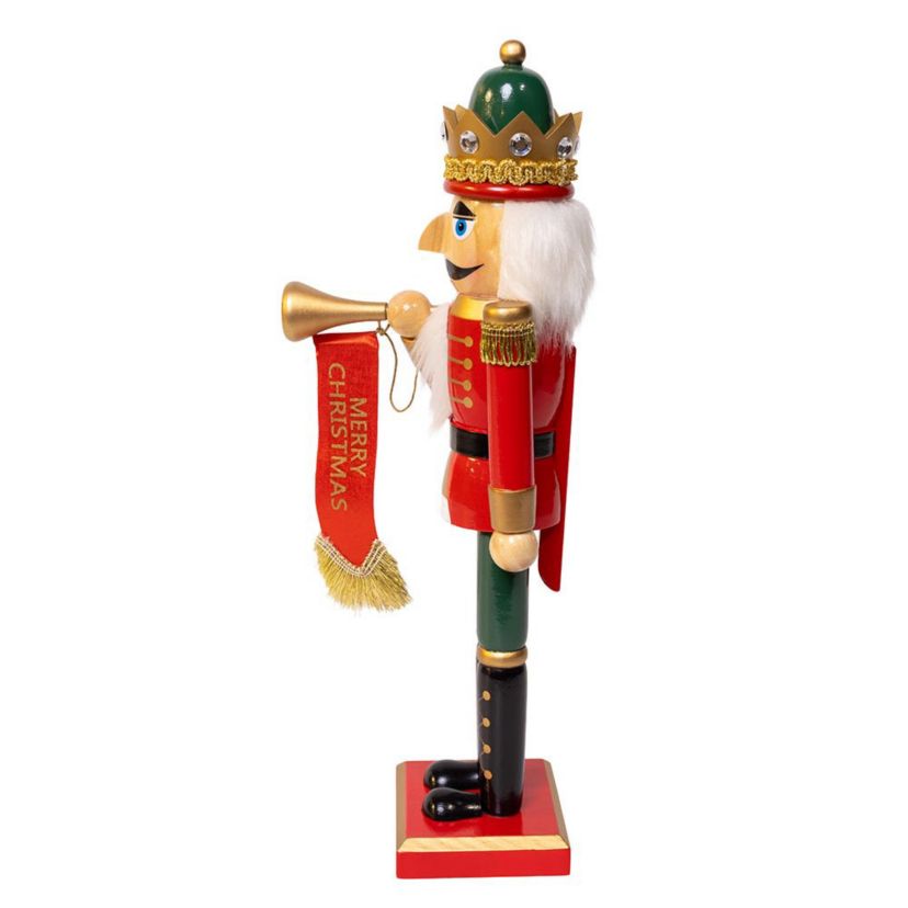 charming 15-Inch Red and Green With Horn Nutcracker