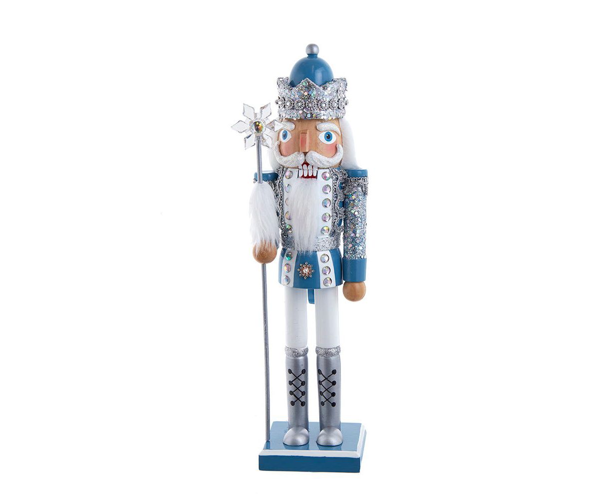 Wooden 15-Inch Blue and Platinum Nutcracker