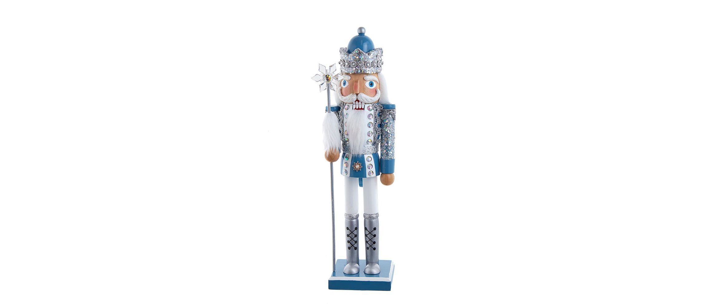 Wooden 15-Inch Blue and Platinum Nutcracker