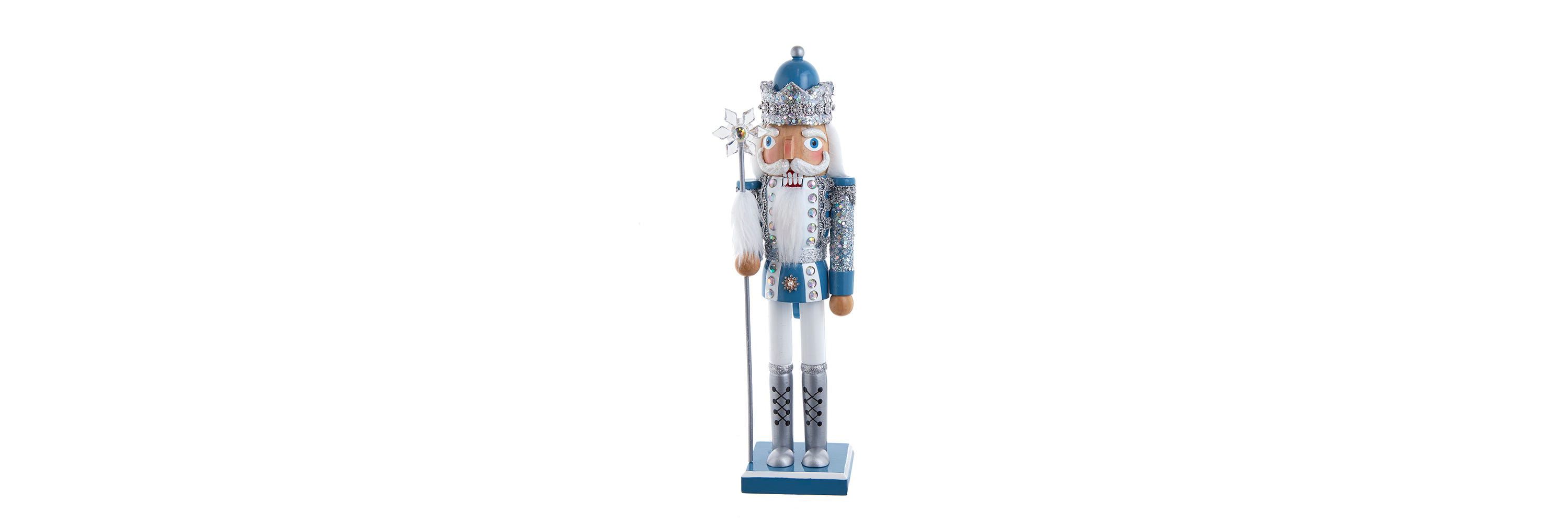 Wooden 15-Inch Blue and Platinum Nutcracker