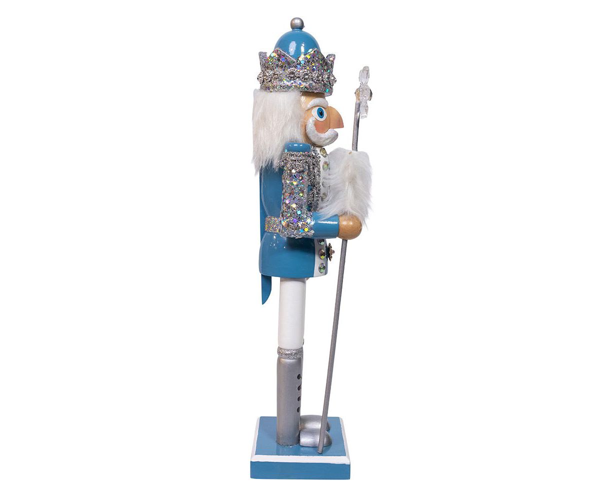 Wooden 15-Inch Blue and Platinum Nutcracker