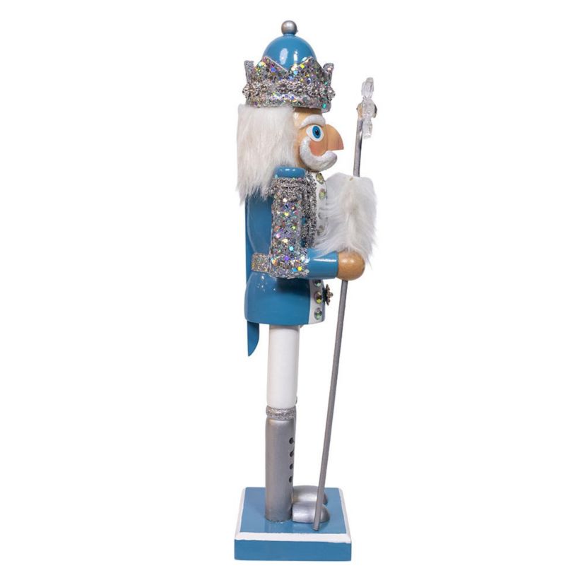 Wooden 15-Inch Blue and Platinum Nutcracker