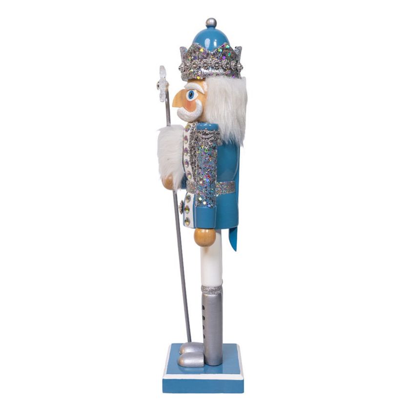 Wooden 15-Inch Blue and Platinum Nutcracker