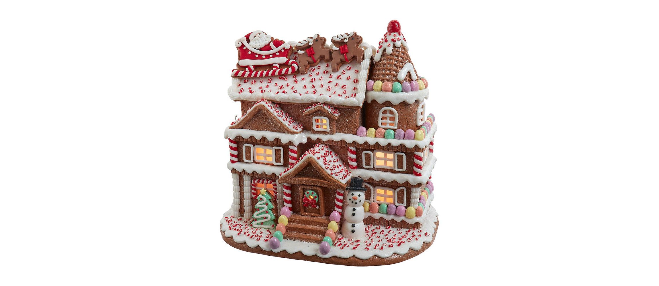 Kurt Adler 10-Inch Pre-Lit Gingerbread House With Santa