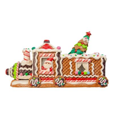 Kurt S. Adler Kurt Adler 7-Inch LED Gingerbread Train With Tree Table Piece, Brown