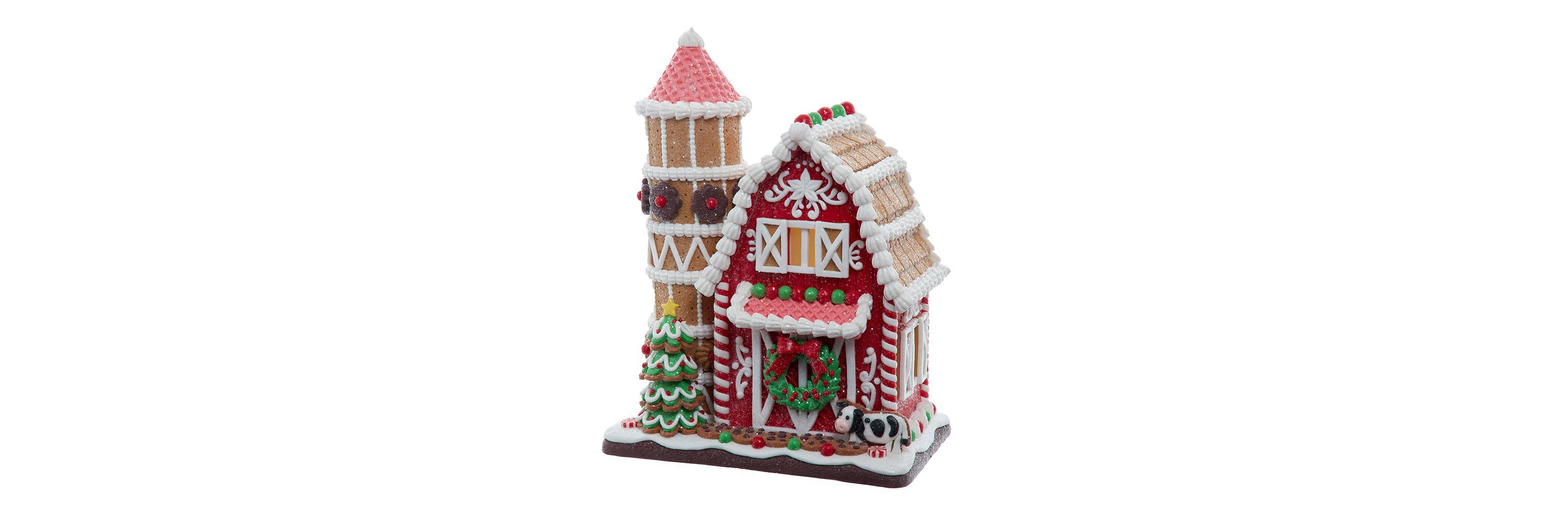 12-Inch Battery Operated LED Gingerbread Barn