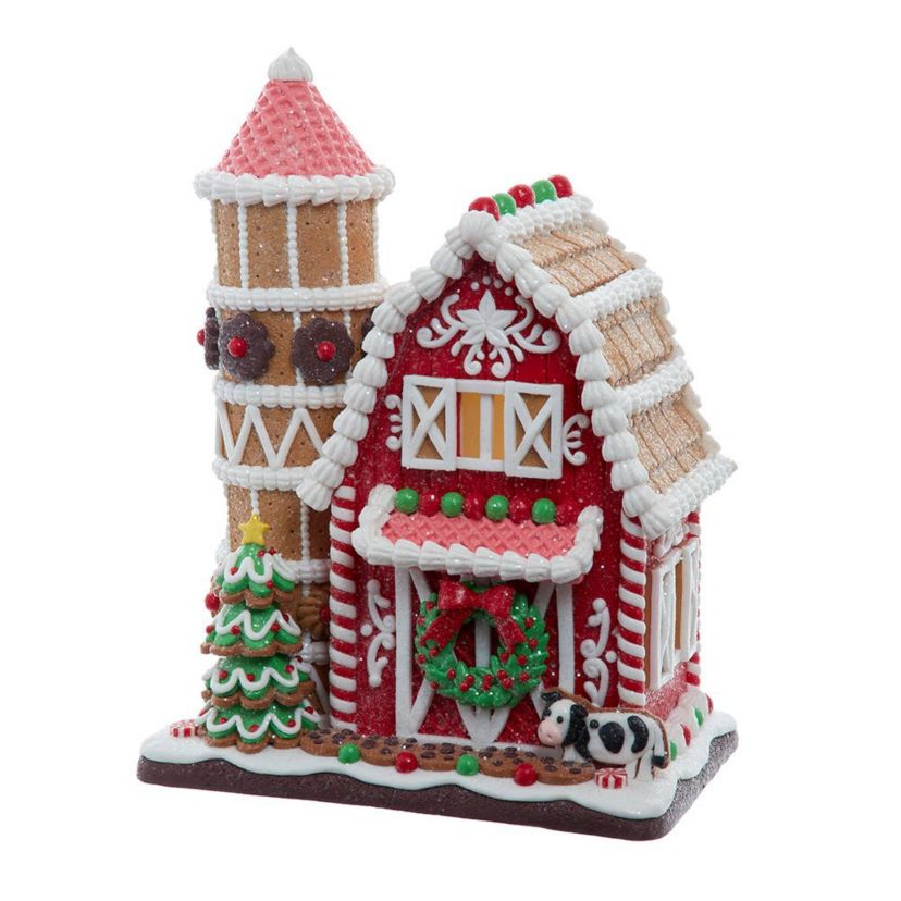 12-Inch Battery Operated LED Gingerbread Barn