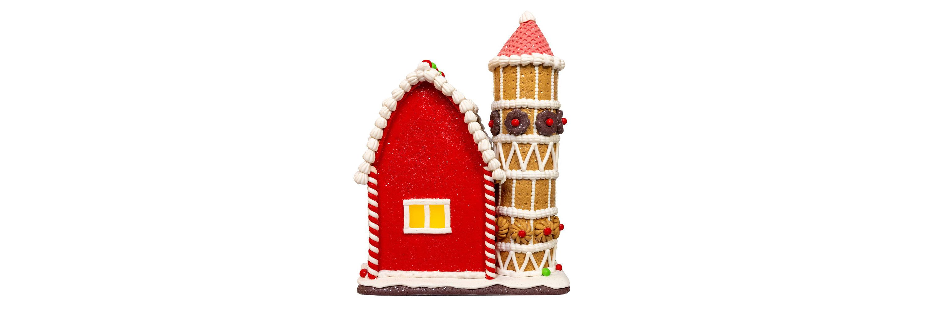 12-Inch Battery Operated LED Gingerbread Barn