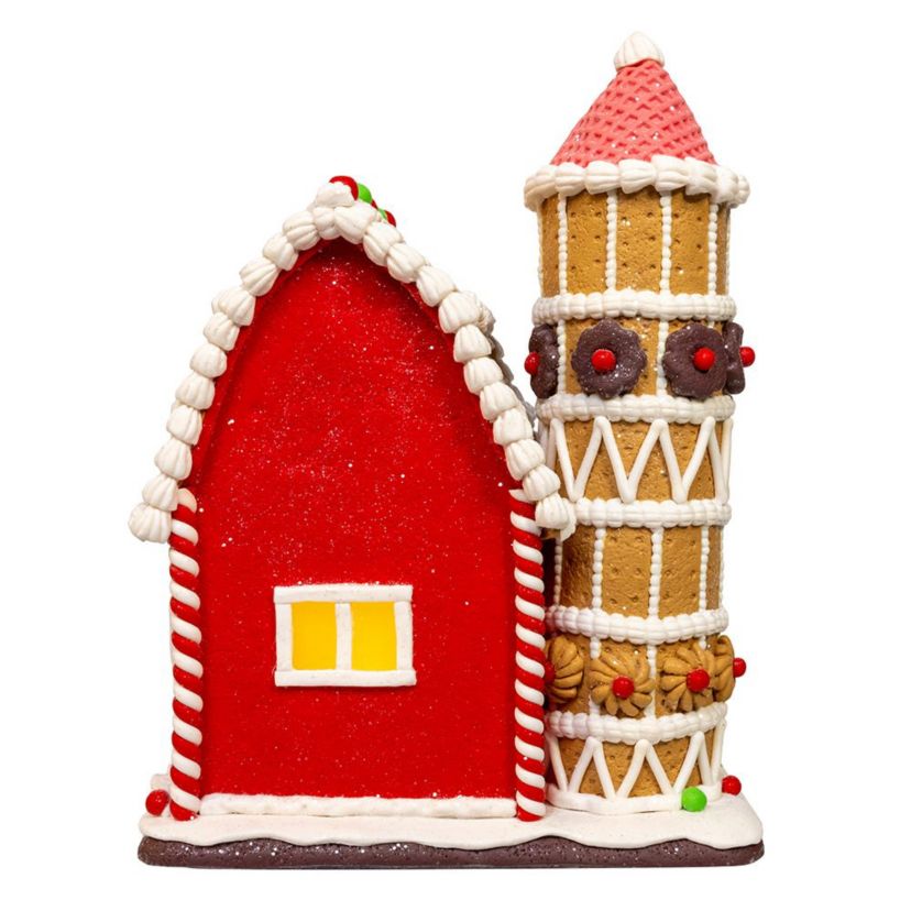 12-Inch Battery Operated LED Gingerbread Barn