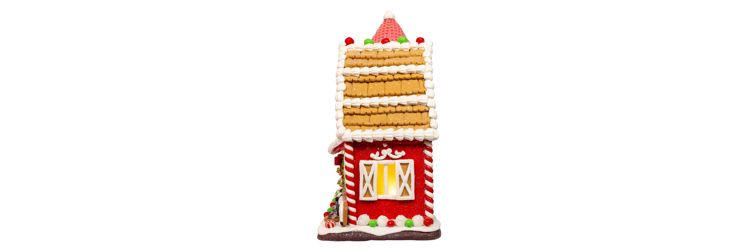 12-Inch Battery Operated LED Gingerbread Barn