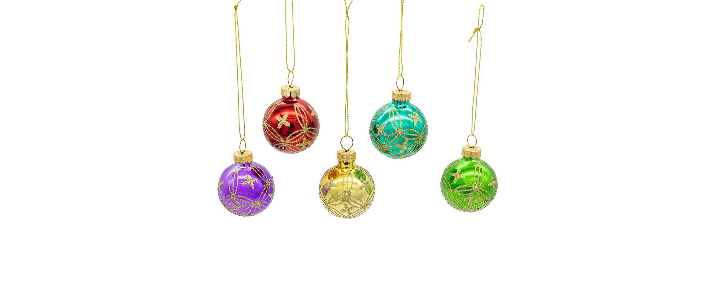 45MM Miniature Multicolored Glass Reflector Christmas Ornaments, 9-Piece Boxed Set