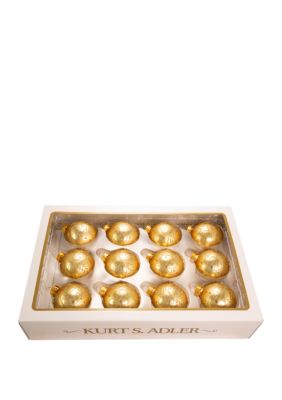 Gold With Pattern Glass Ornaments 12-Piece Box Set