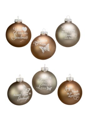 Country Home Sentiment Glass Ball Ornaments 6-Piece Box Set