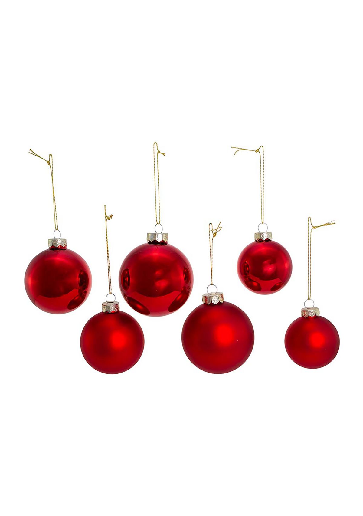 60-80 Millimeter Shiny and Matte Red Glass Ball Ornaments - 20 Piece Set 