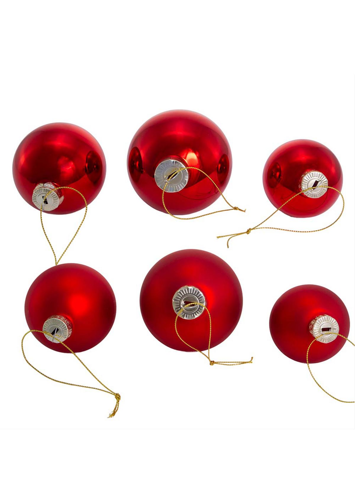 60-80 Millimeter Shiny and Matte Red Glass Ball Ornaments - 20 Piece Set 