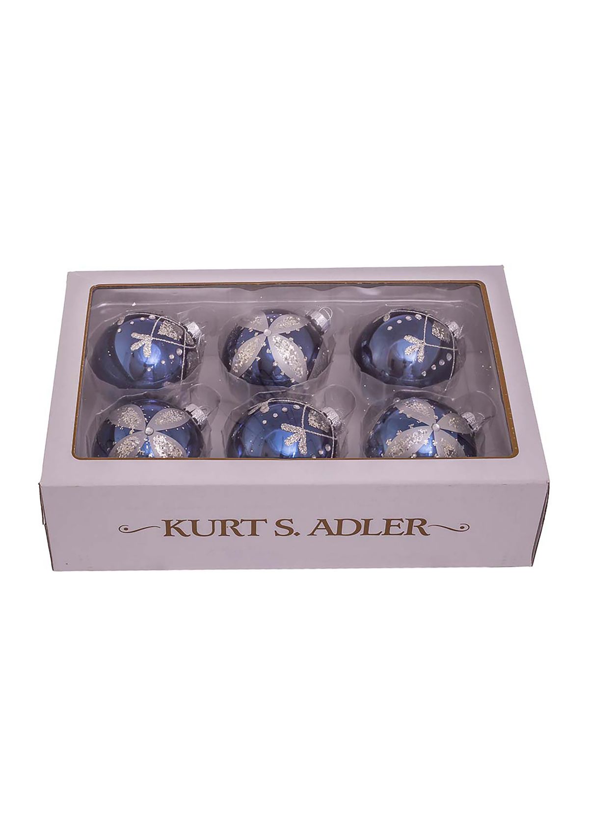 80 Millimeter Navy Blue Glass Ball Ornaments - 6 Piece Set 