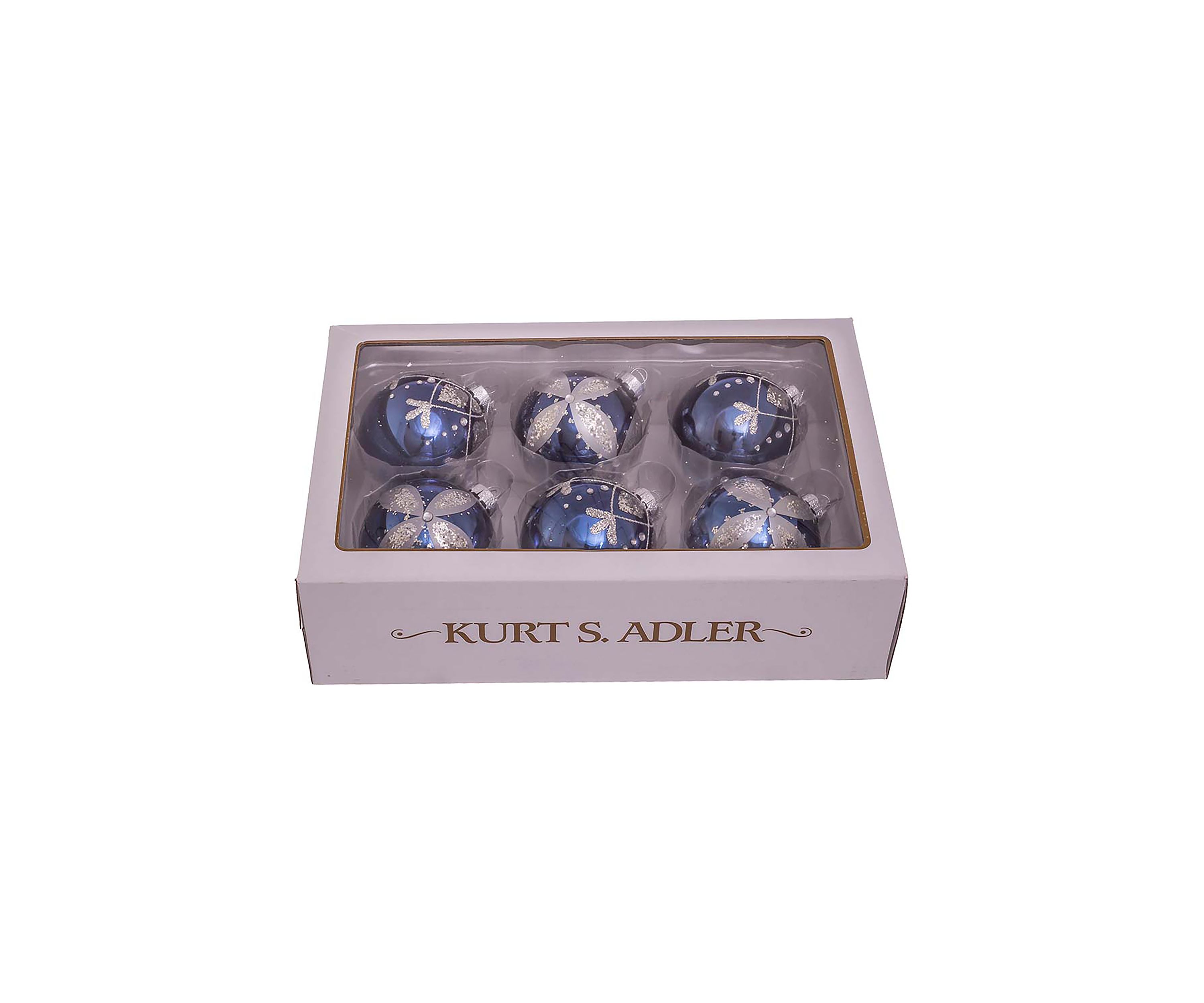 80 Millimeter Navy Blue Glass Ball Ornaments - 6 Piece Set 
