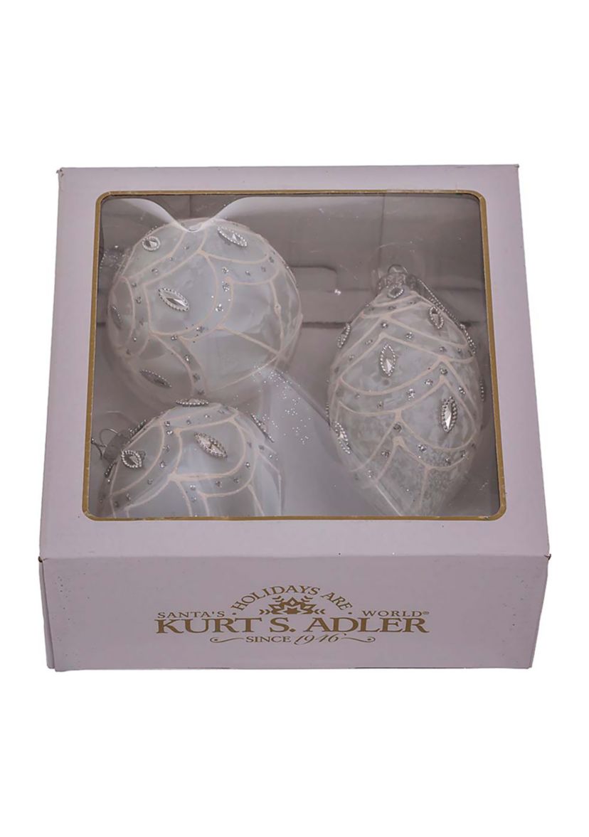 80MM White Glass Ball Finial and Onion, 3-Piece Set