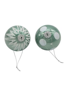 80MM Green Milkgrass Style Dot and Icicle Patterned 6-Piece Ball Ornament Set