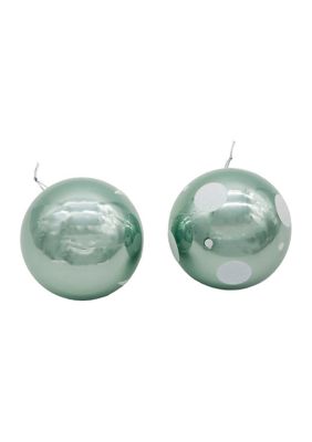 80MM Green Milkgrass Style Dot and Icicle Patterned 6-Piece Ball Ornament Set