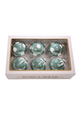 80MM Green Milkgrass Style Dot and Icicle Patterned 6-Piece Ball Ornament Set