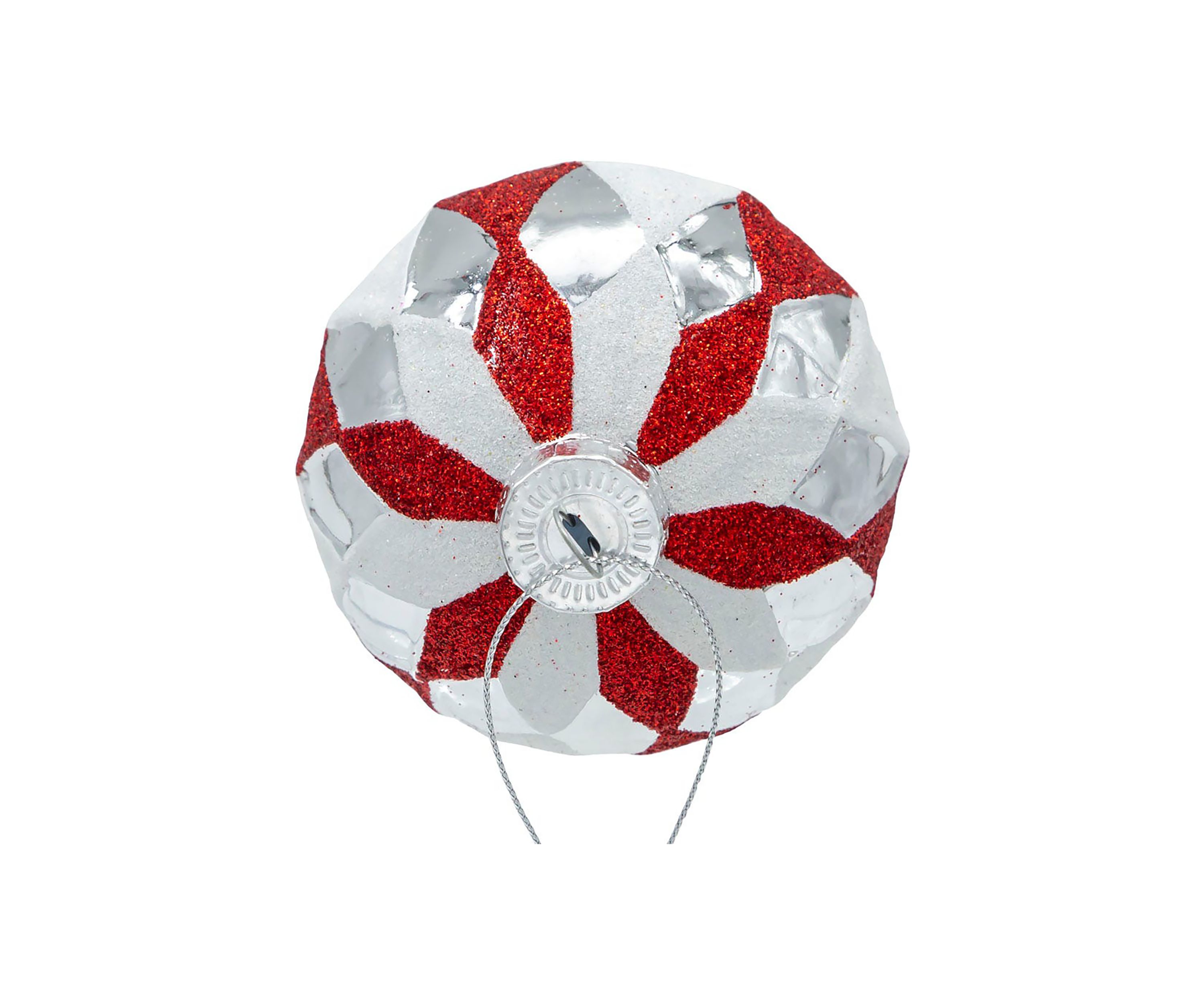 80MM Glass Red, White and Silver 6-Piece Ball Ornament Set