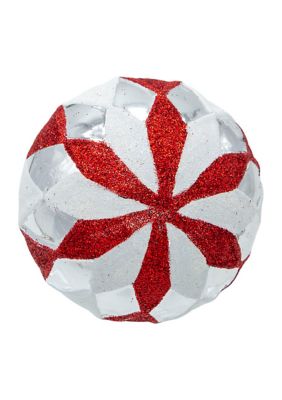 80MM Glass Red, White and Silver 6-Piece Ball Ornament Set