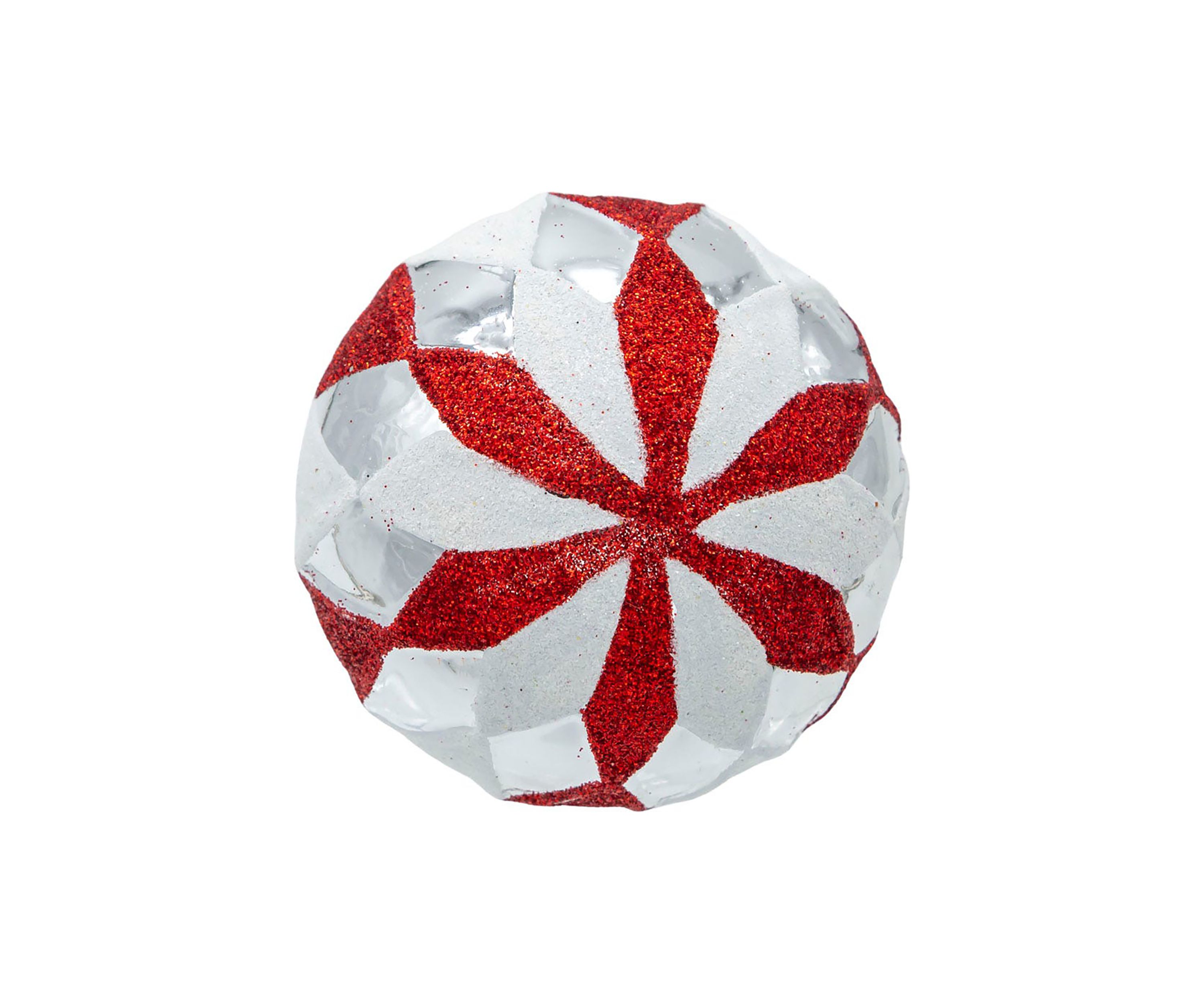 80MM Glass Red, White and Silver 6-Piece Ball Ornament Set