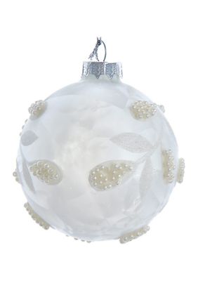 Kurt S. Adler 80MM Glass White Pearl 6-Piece Ball Ornament Set