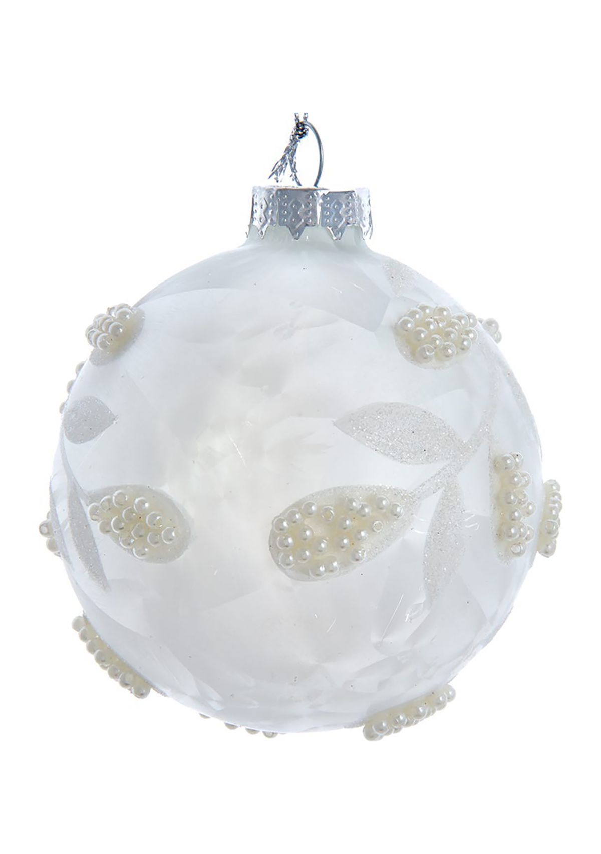 80MM Glass White Pearl 6-Piece Ball Ornament Set