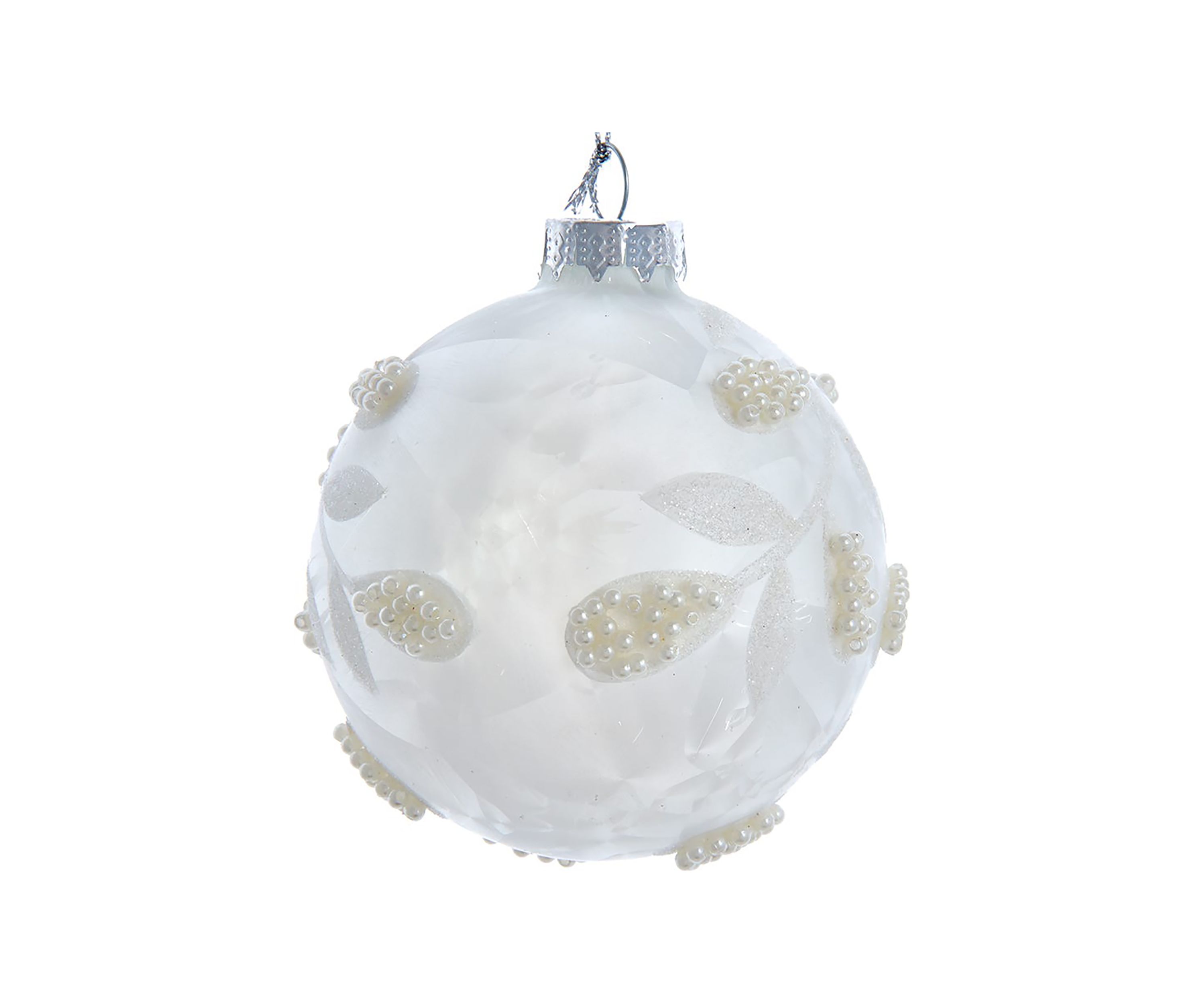 80MM Glass White Pearl 6-Piece Ball Ornament Set