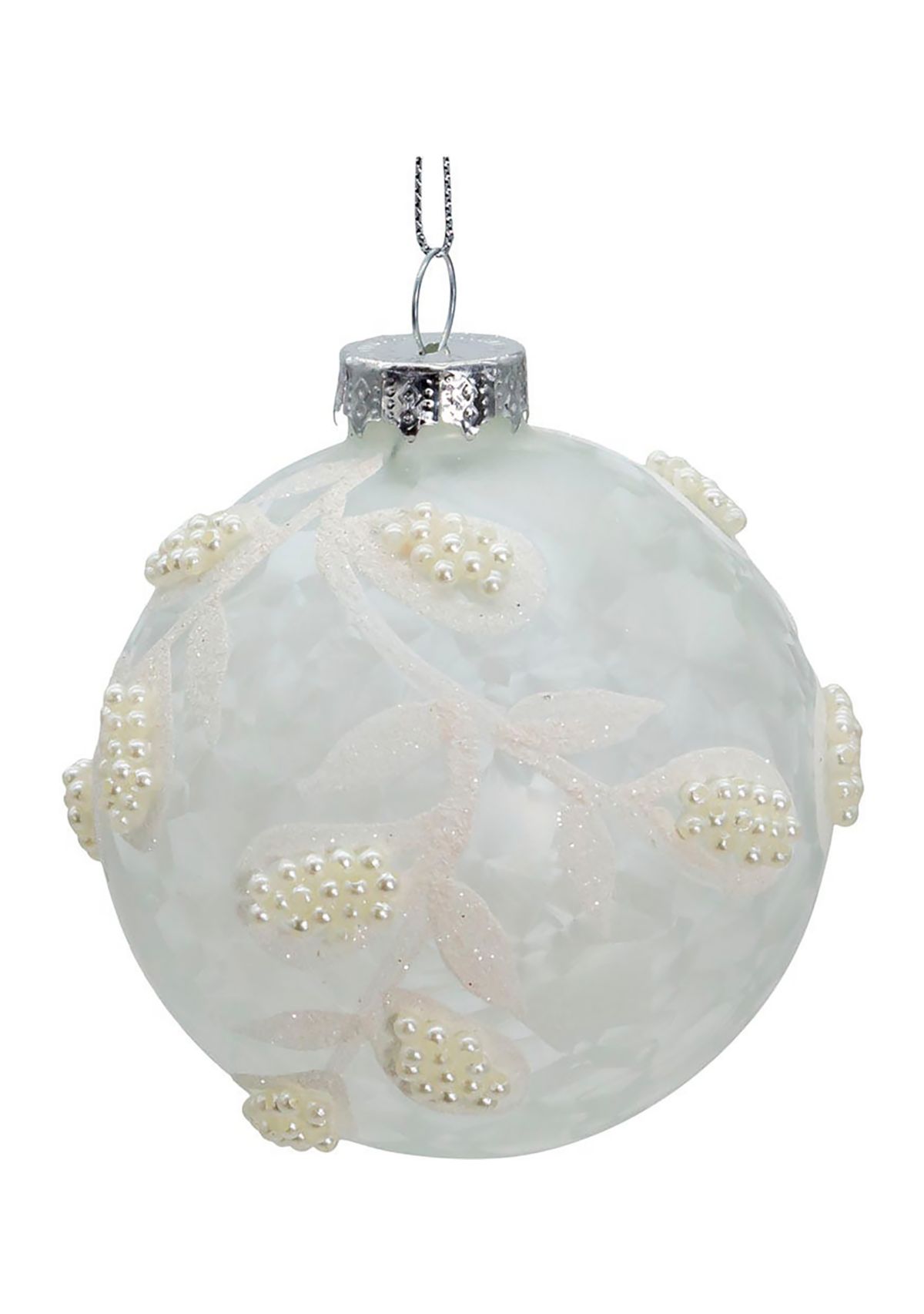 80MM Glass White Pearl 6-Piece Ball Ornament Set
