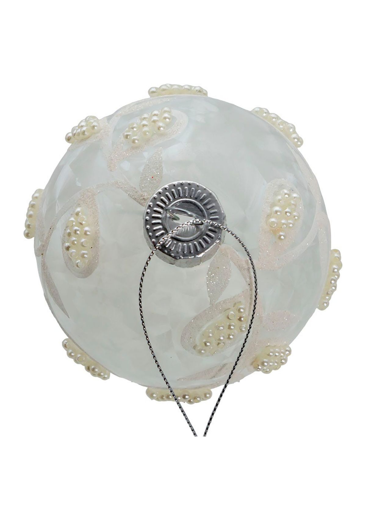 80MM Glass White Pearl 6-Piece Ball Ornament Set