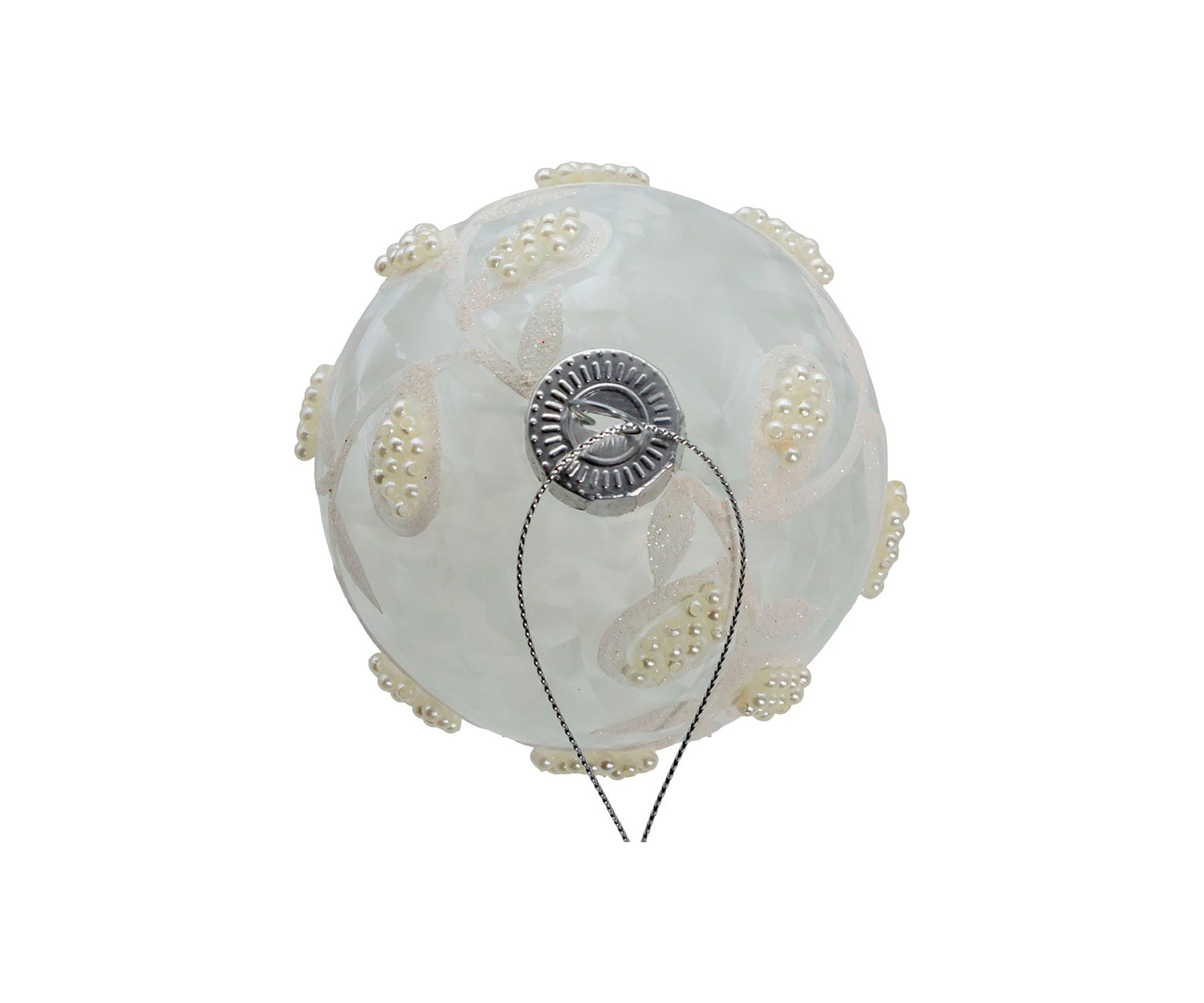 80MM Glass White Pearl 6-Piece Ball Ornament Set