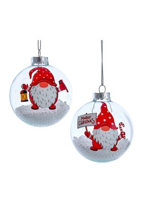 80MM Glass Transparent Gnome 6-Piece Ball Ornament Set