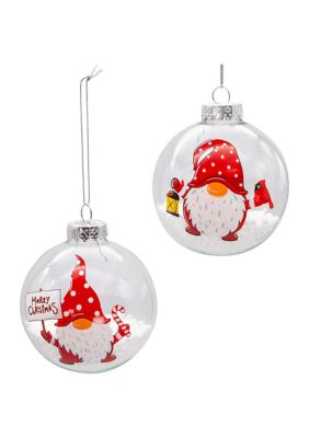 80MM Glass Transparent Gnome 6-Piece Ball Ornament Set