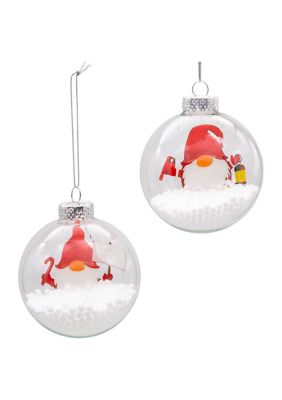 80MM Glass Transparent Gnome 6-Piece Ball Ornament Set