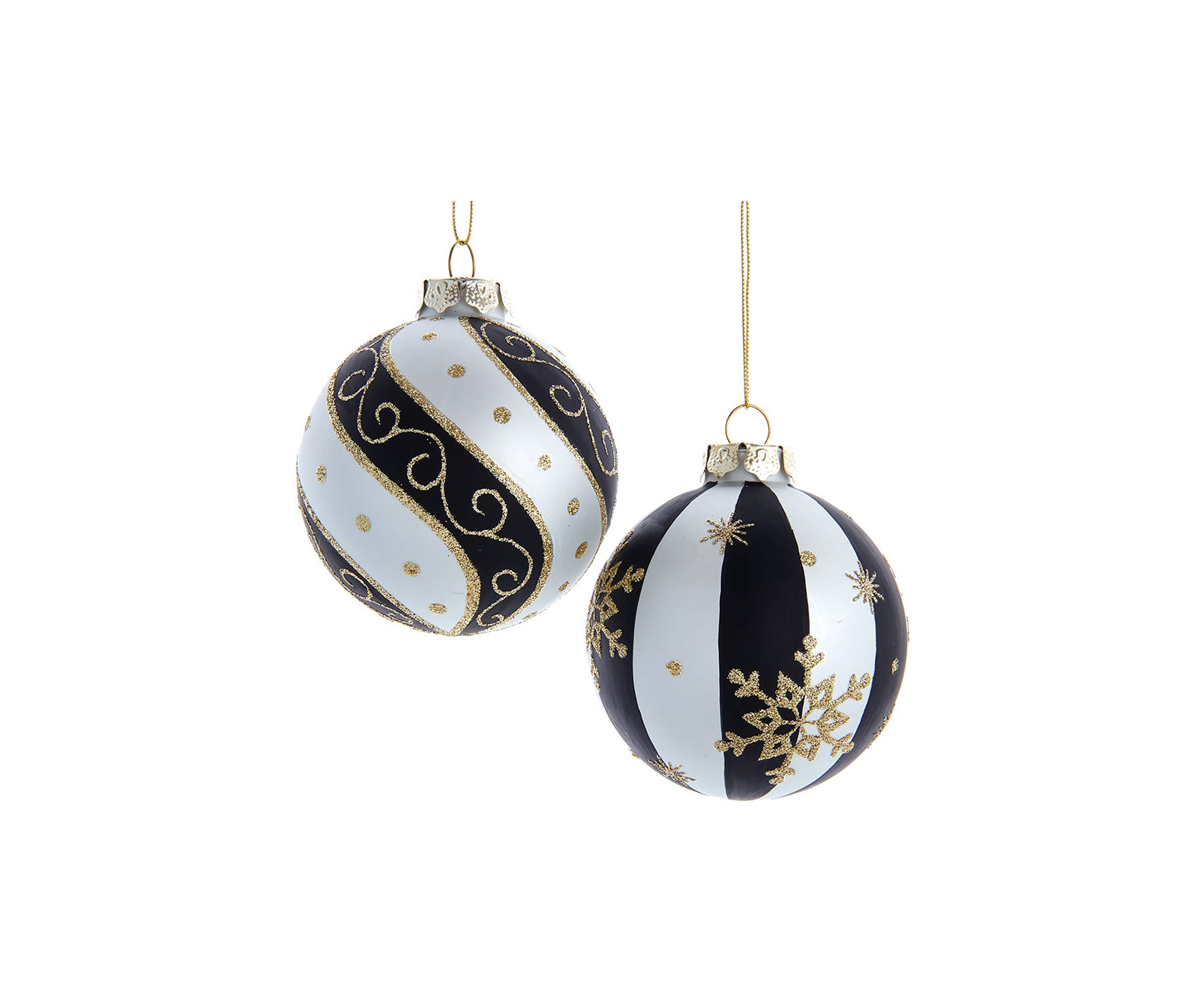 80 MM Silver/ Black/ Gold Glass Balls, 6-Piece Set