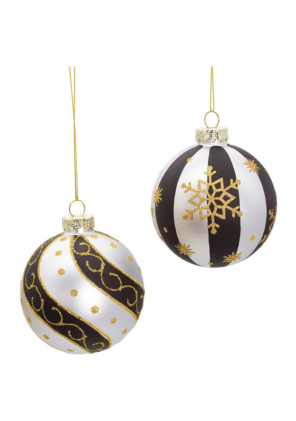 80 MM Silver/ Black/ Gold Glass Balls, 6-Piece Set
