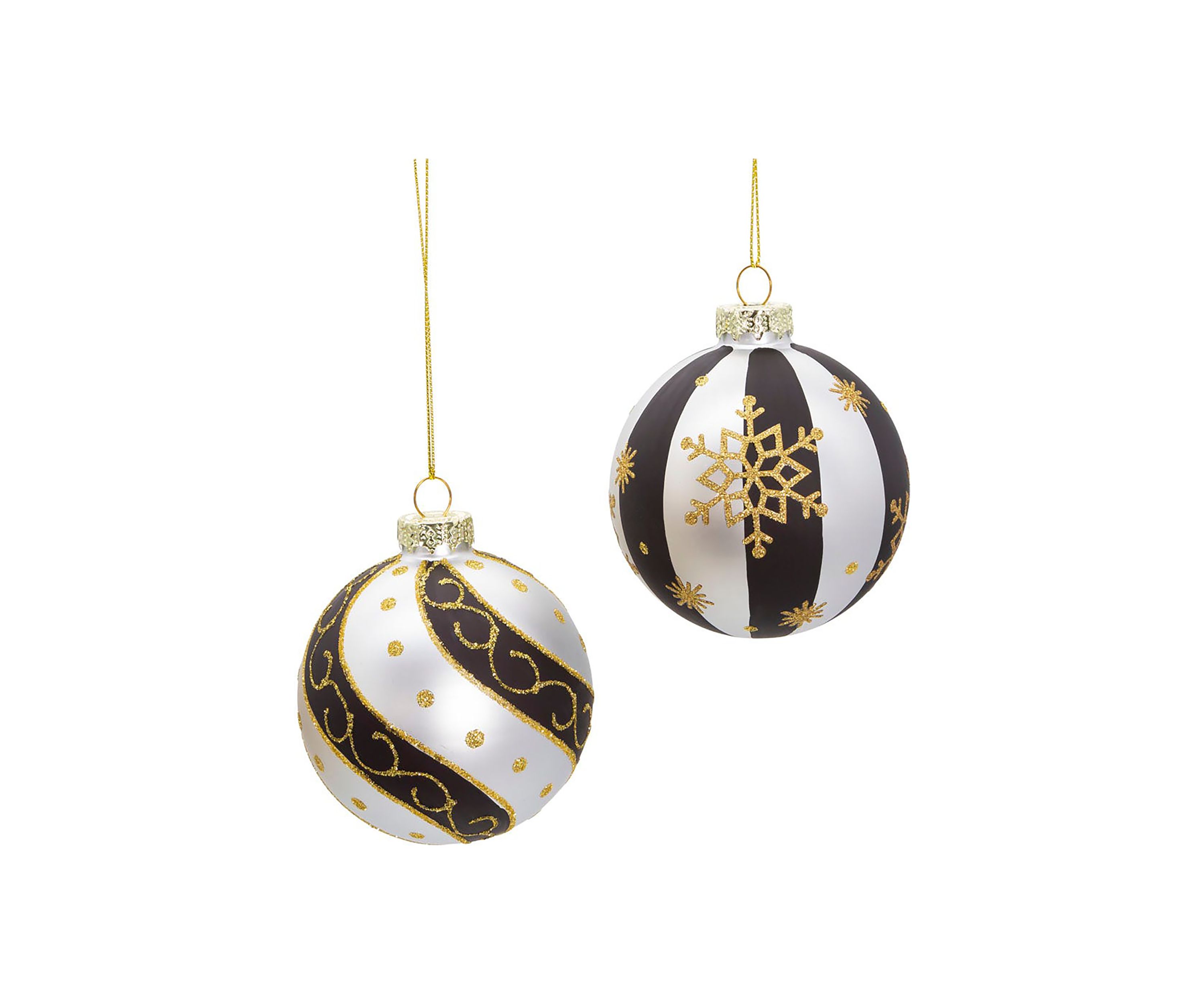 80 MM Silver/ Black/ Gold Glass Balls, 6-Piece Set