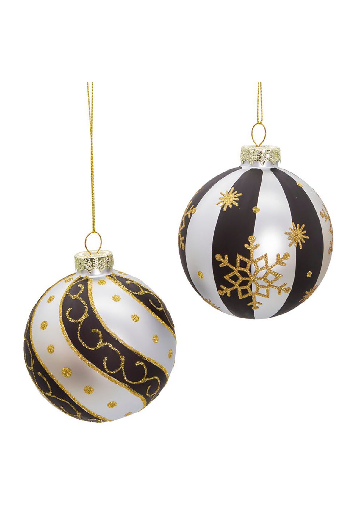 80 MM Silver/ Black/ Gold Glass Balls, 6-Piece Set