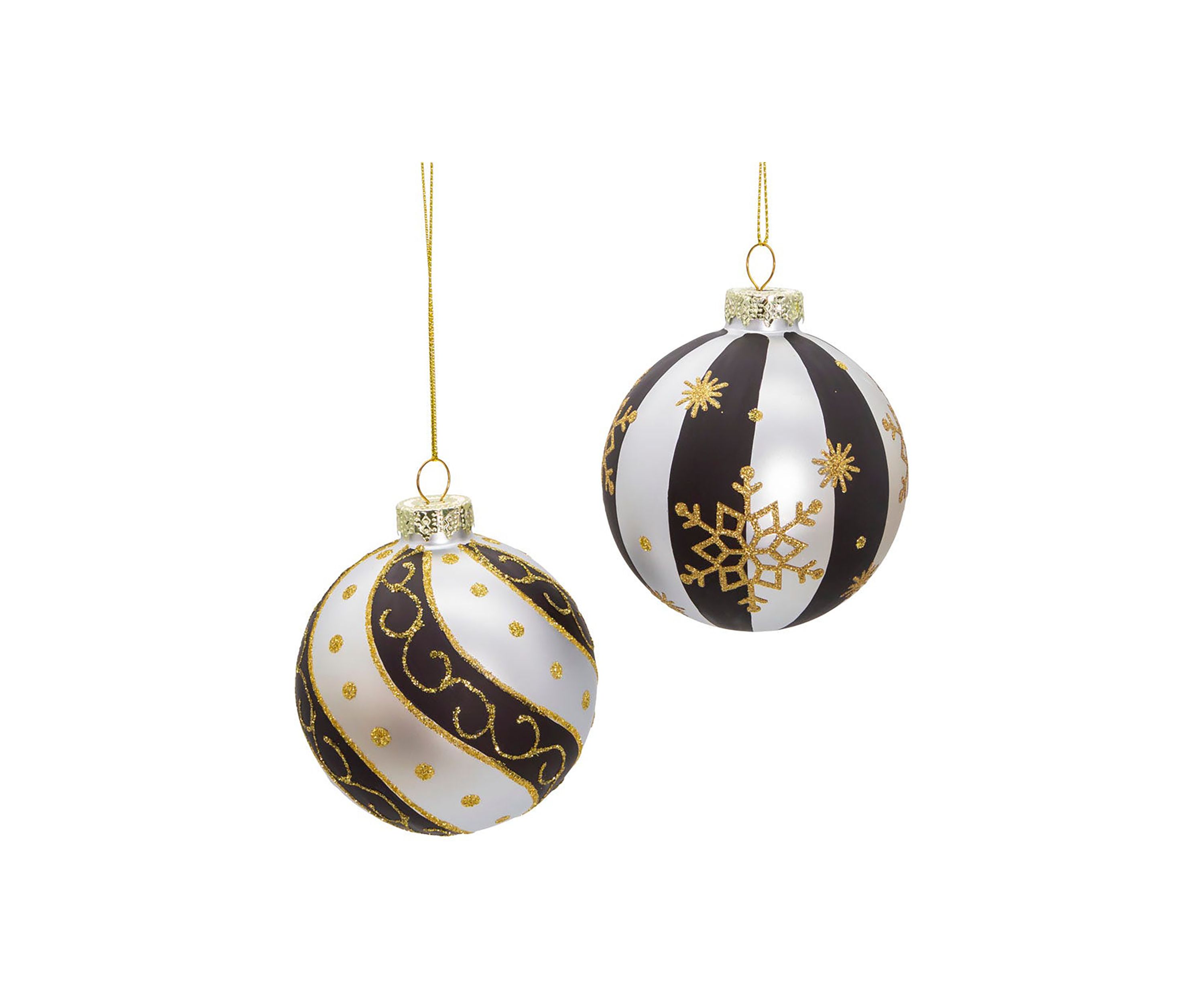 80 MM Silver/ Black/ Gold Glass Balls, 6-Piece Set