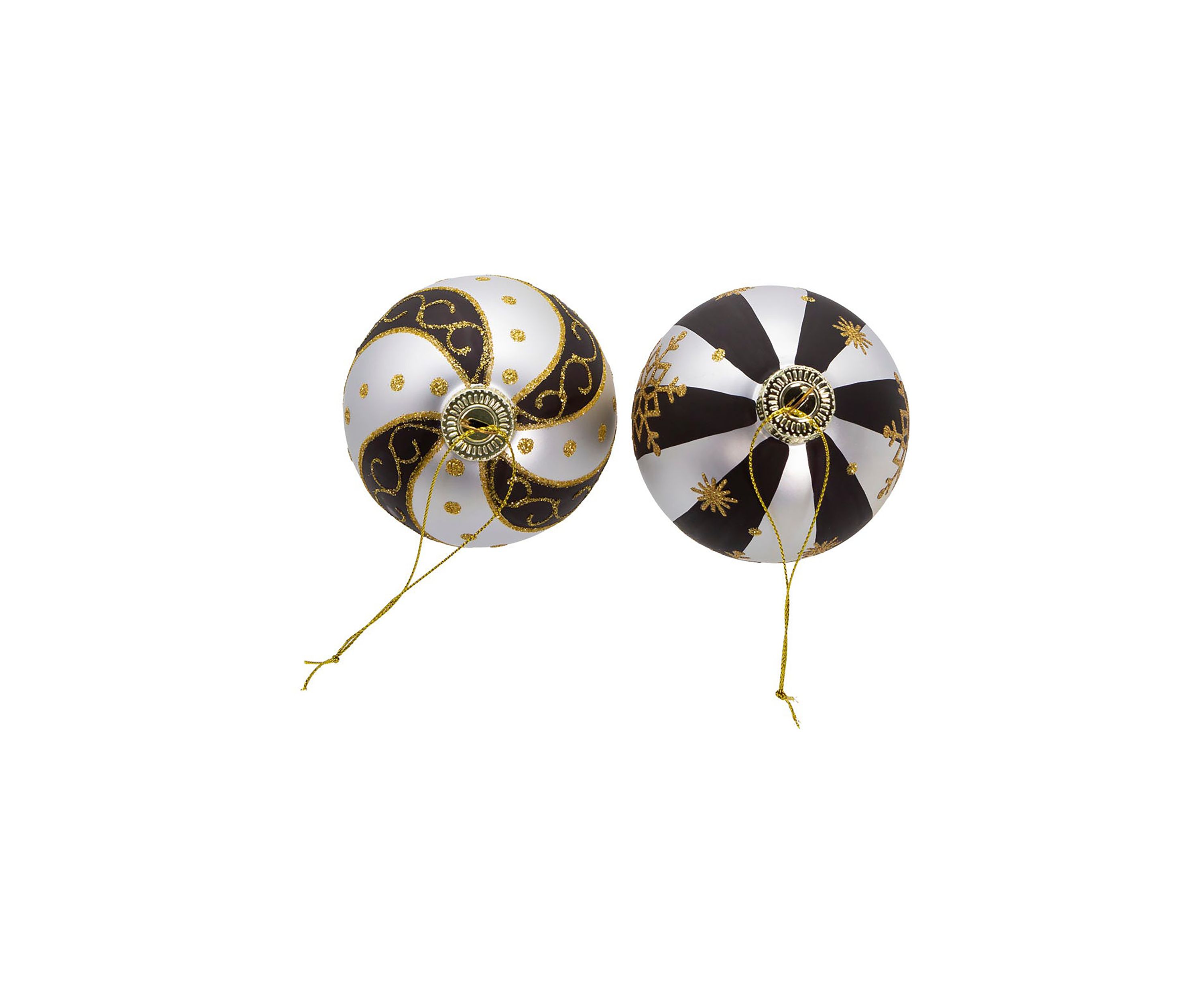 80 MM Silver/ Black/ Gold Glass Balls, 6-Piece Set