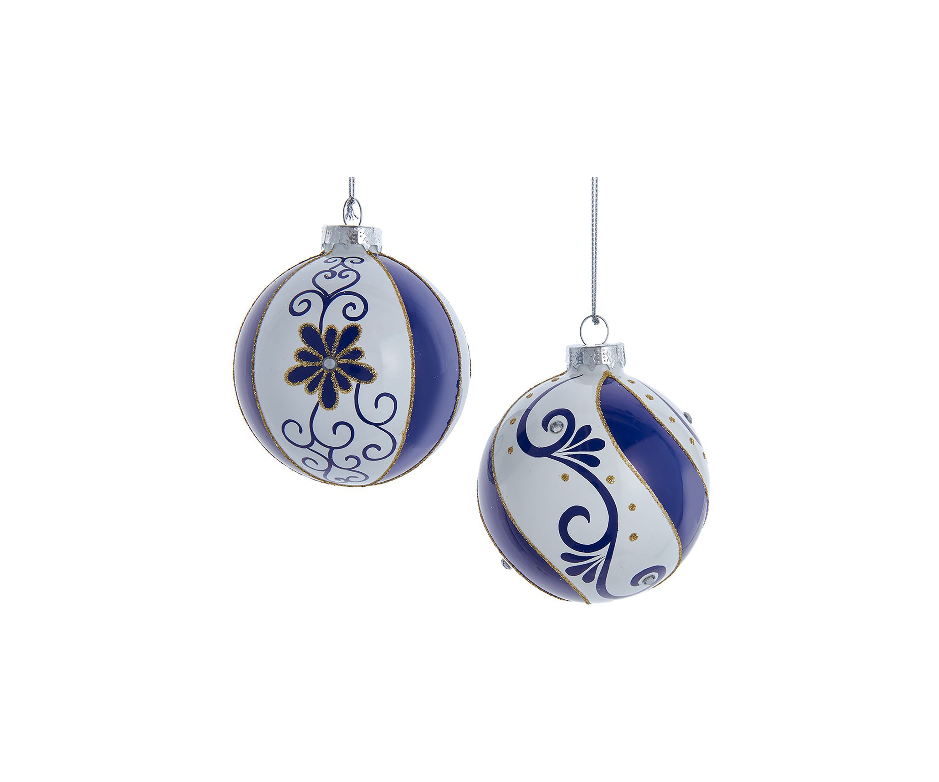 80 MM Blue and White Glass Balls, 6-Piece Set