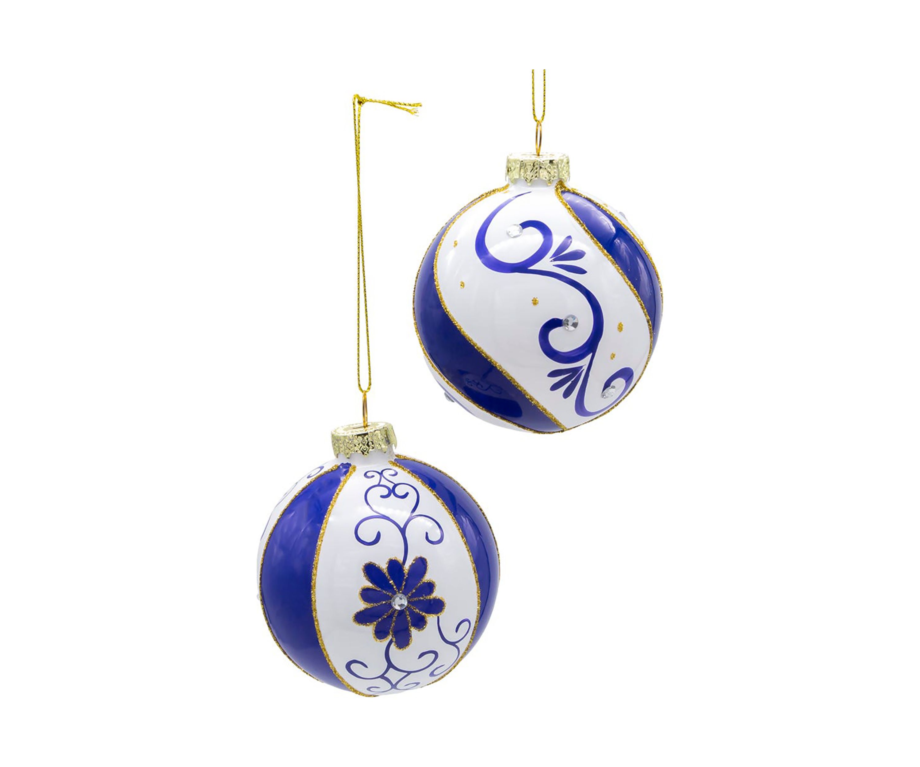 80 MM Blue and White Glass Balls, 6-Piece Set