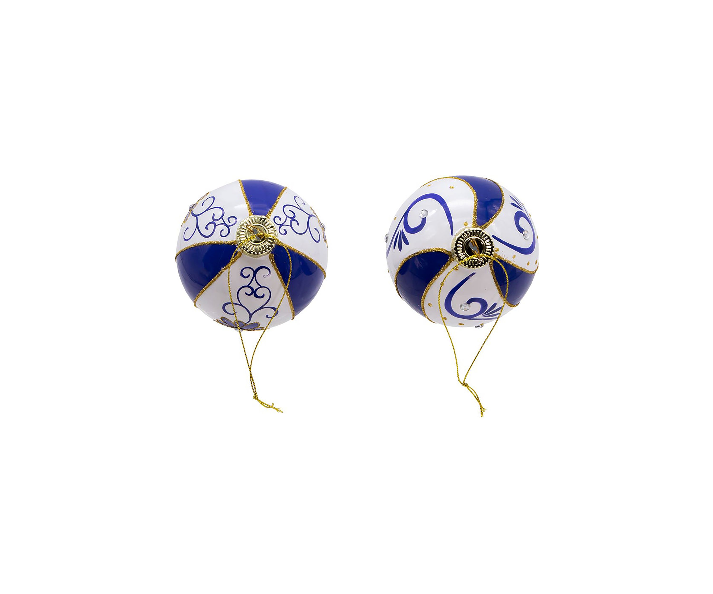 80 MM Blue and White Glass Balls, 6-Piece Set