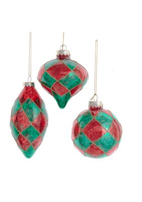 80 MM Green and Red Ball, Onion, Teardrop, 3-Piece Set